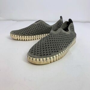 Ilse Jacobsen Hornbaek Gray Woven Perforated Slip On‎ Shoes Sneakers